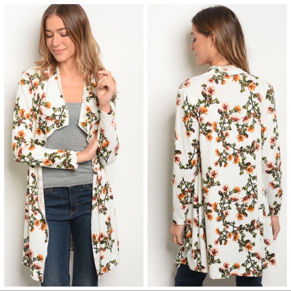 NEW Ivory Floral Cardigan